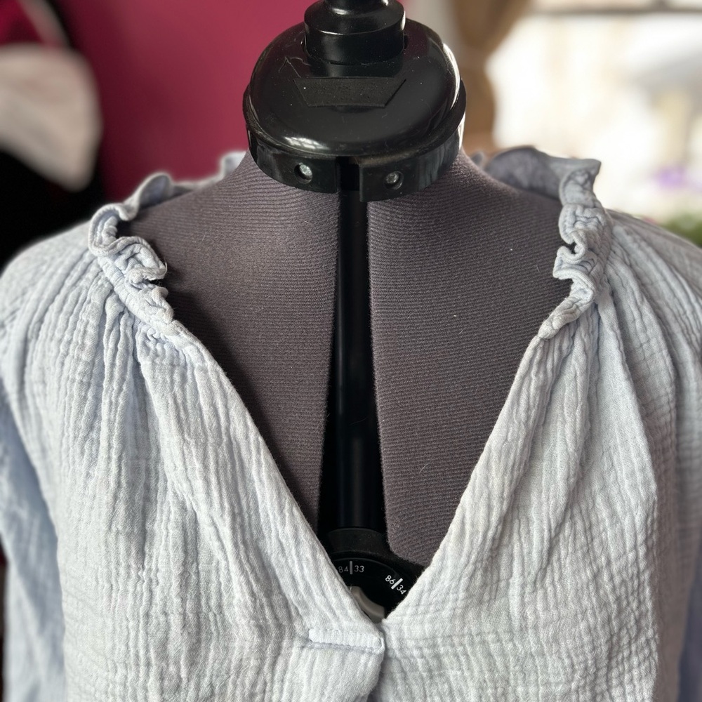 MARBLE Soft Blue Ruffled Blouse - Picture 6 of 8